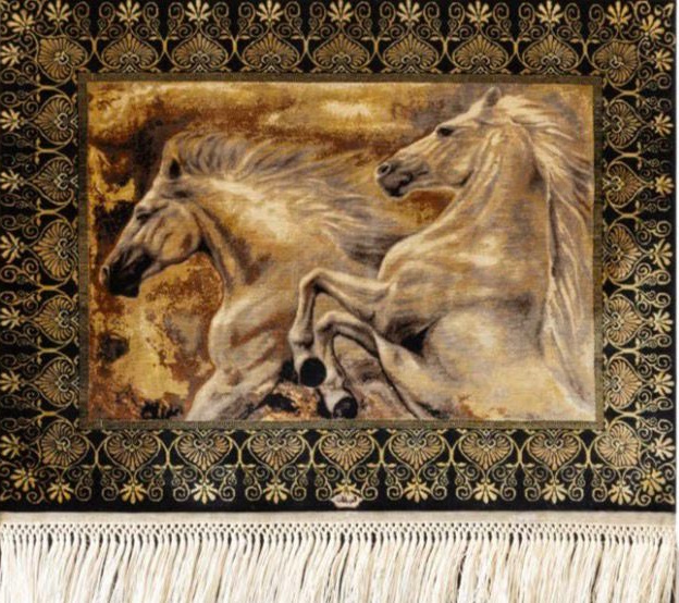 2 horse Hereke silk
